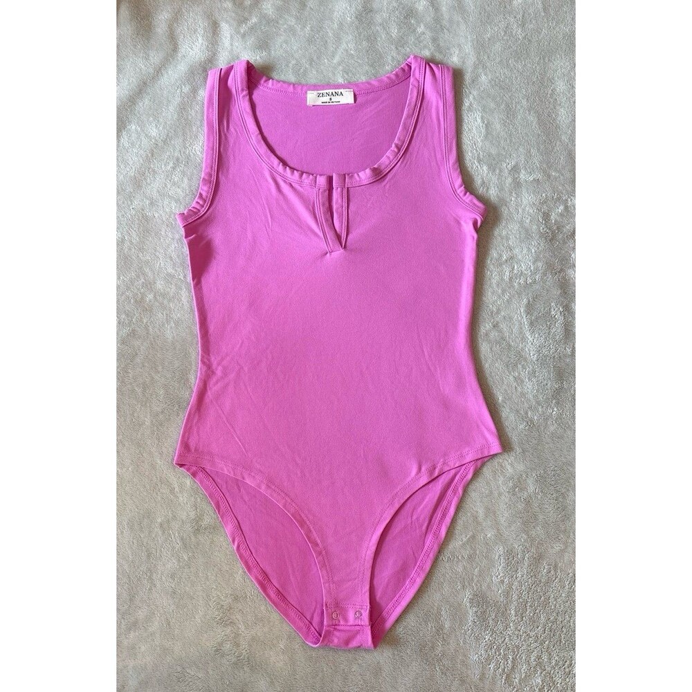 Bodysuit tank top pink purple scoopneck high back Barbie princess layering new